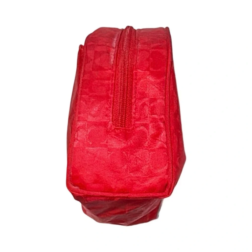 Chantecaille Red Jacquard Cosmetic Bag | Zip Makeup Travel Organizer | NWOT